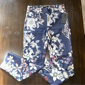 NWT FLORAL ROBELL SUPER SKINNY SLACKS sz 4